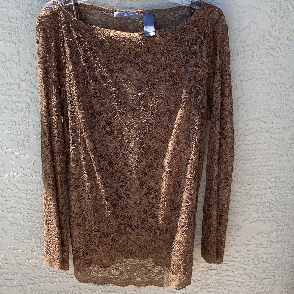 ❤️LIZ CLAIBORNE COLLECTION LACE TOP WITH CAMISOLE ATTACHED. SIZE LARGE